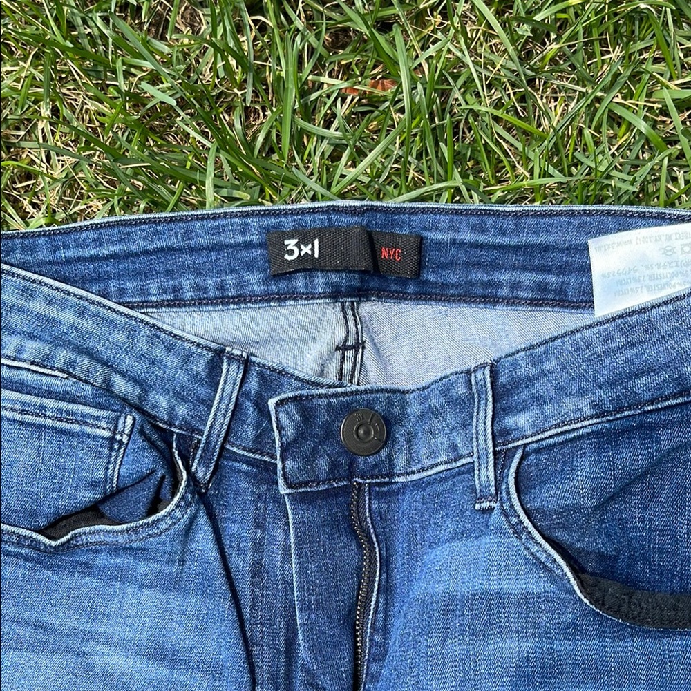 3x1 Blue Skinny Jeans with Distressed Finish